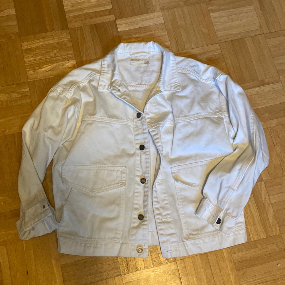 Brand new WHISHLIST, small/medium oversized white denim jacket
